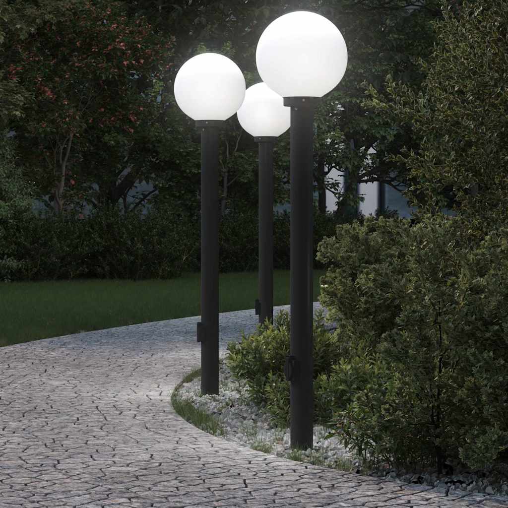 Lampioni a palo con presa elettrica 3 pz 120 cm Nero IP44 | homemem39