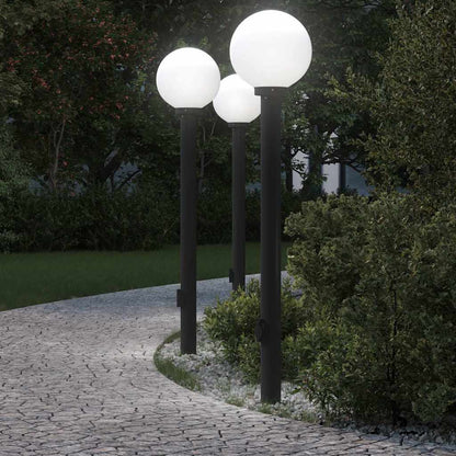 Lampioni a palo con presa elettrica 3 pz 120 cm Nero IP44 | homemem39
