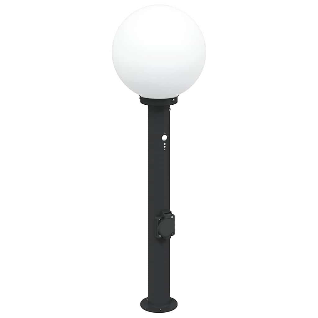 Lampada a paletto con sensore e presa 80 cm Nera IP44 | homemem39