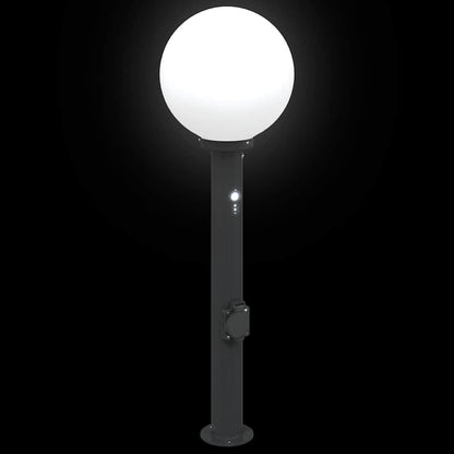 Lampada a paletto con sensore e presa 80 cm Nera IP44 | homemem39