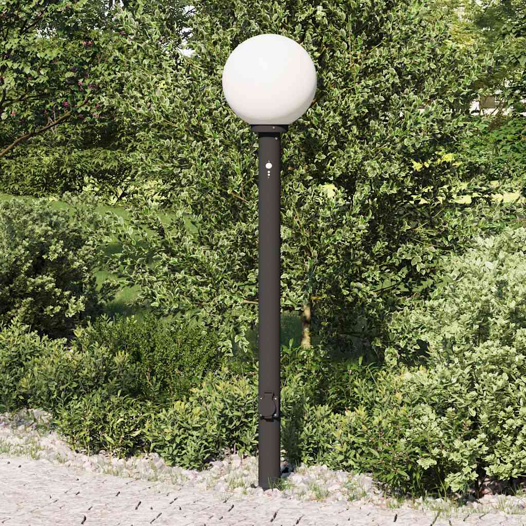 Lampada a paletto con sensore e presa 120 cm Nera IP44 | homemem39