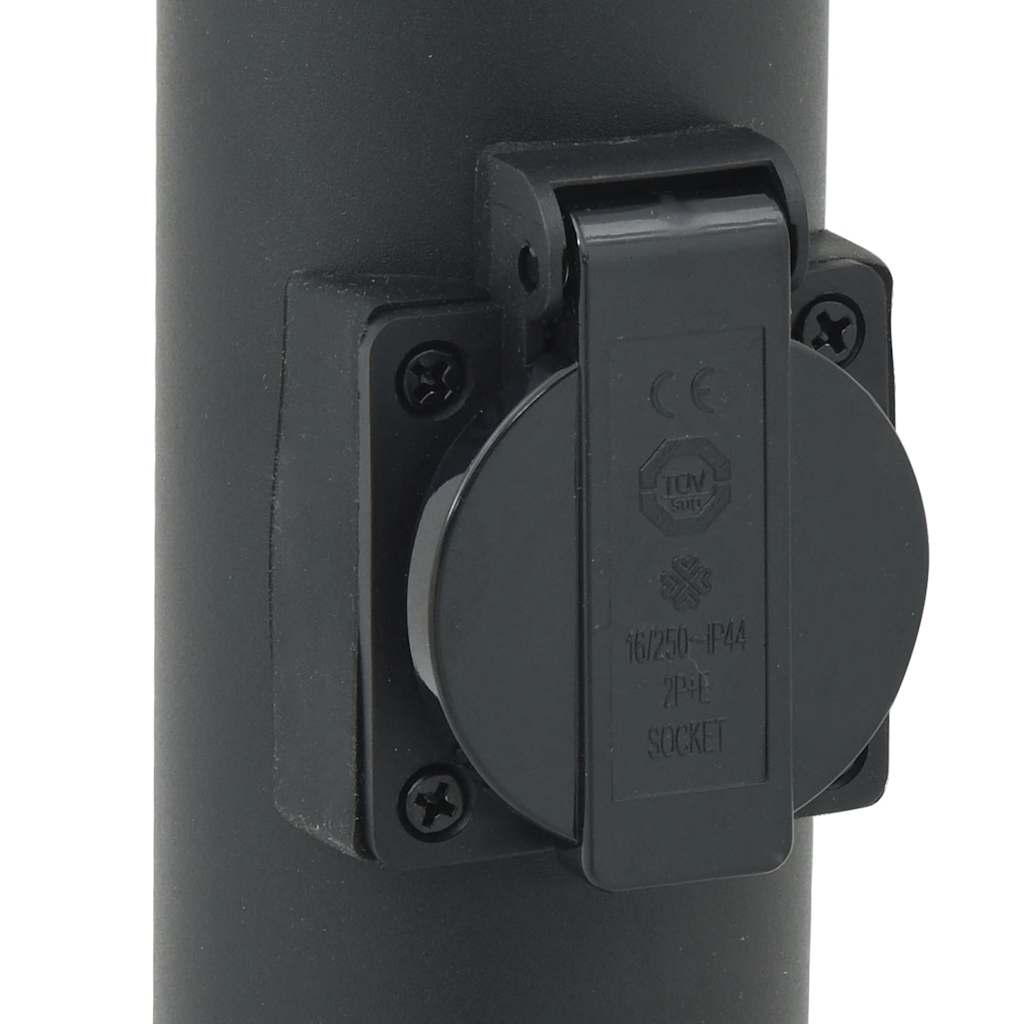 Lampada a paletto con sensore e presa 120 cm Nera IP44 | homemem39