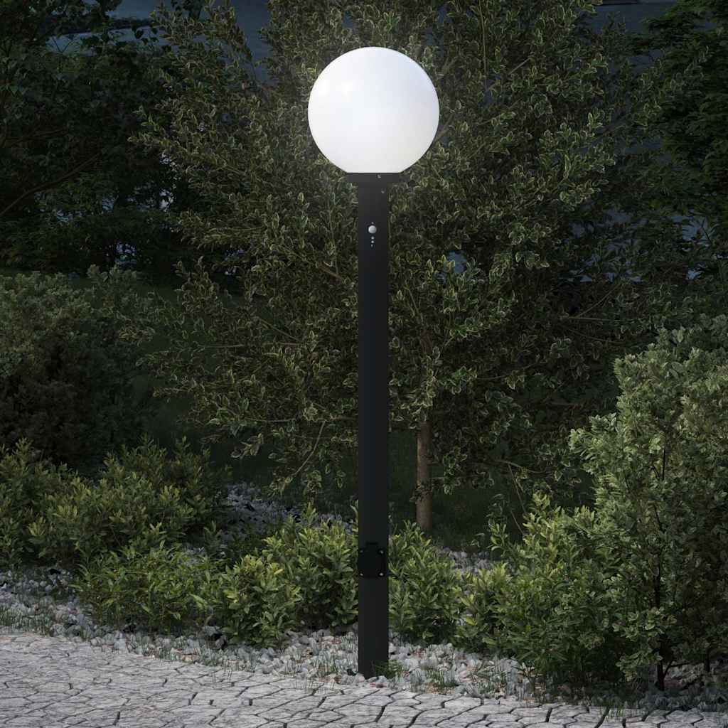 Lampada a paletto con sensore e presa 120 cm Nera IP44 | homemem39
