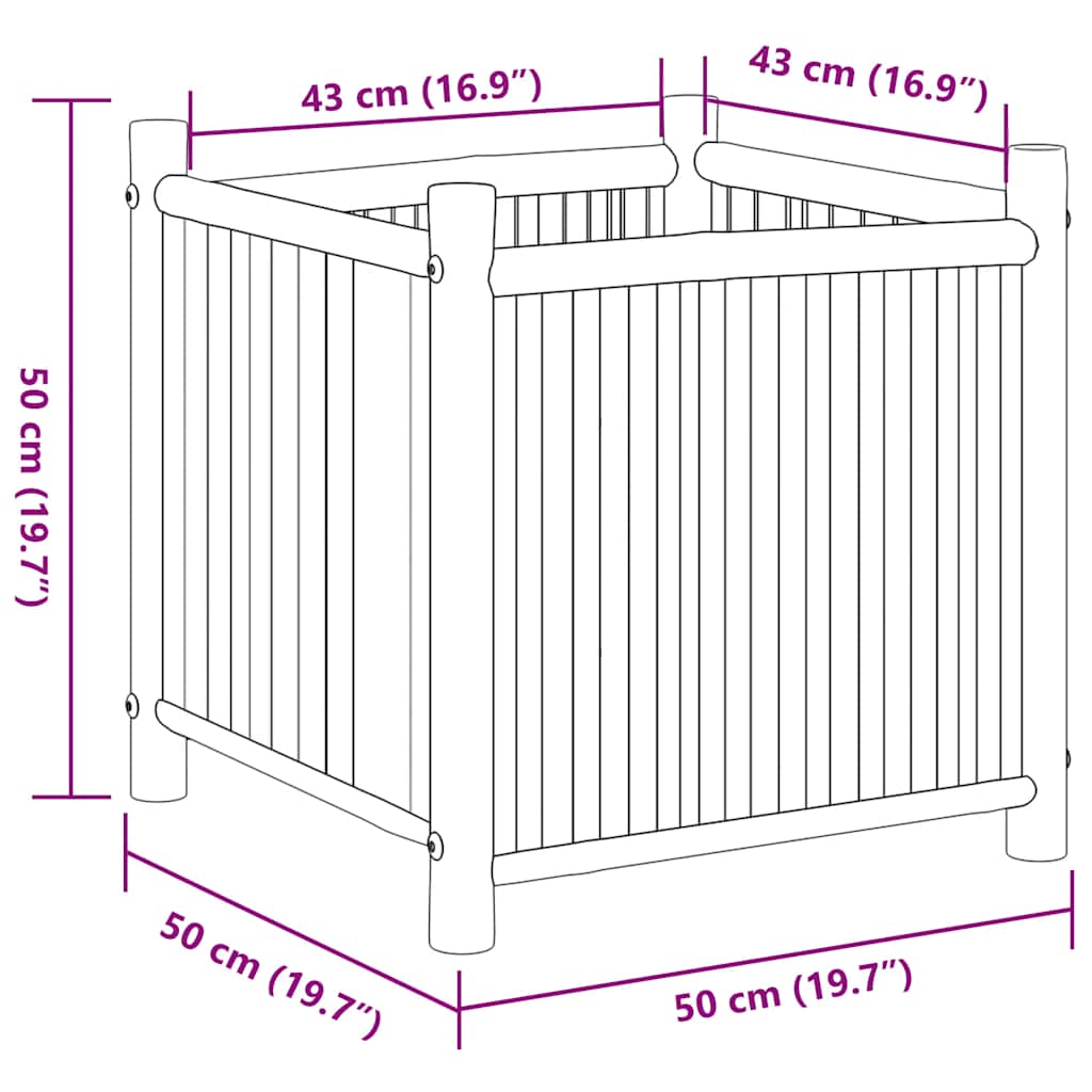 Fioriera 50x50x50 cm in Bambù - homemem39
