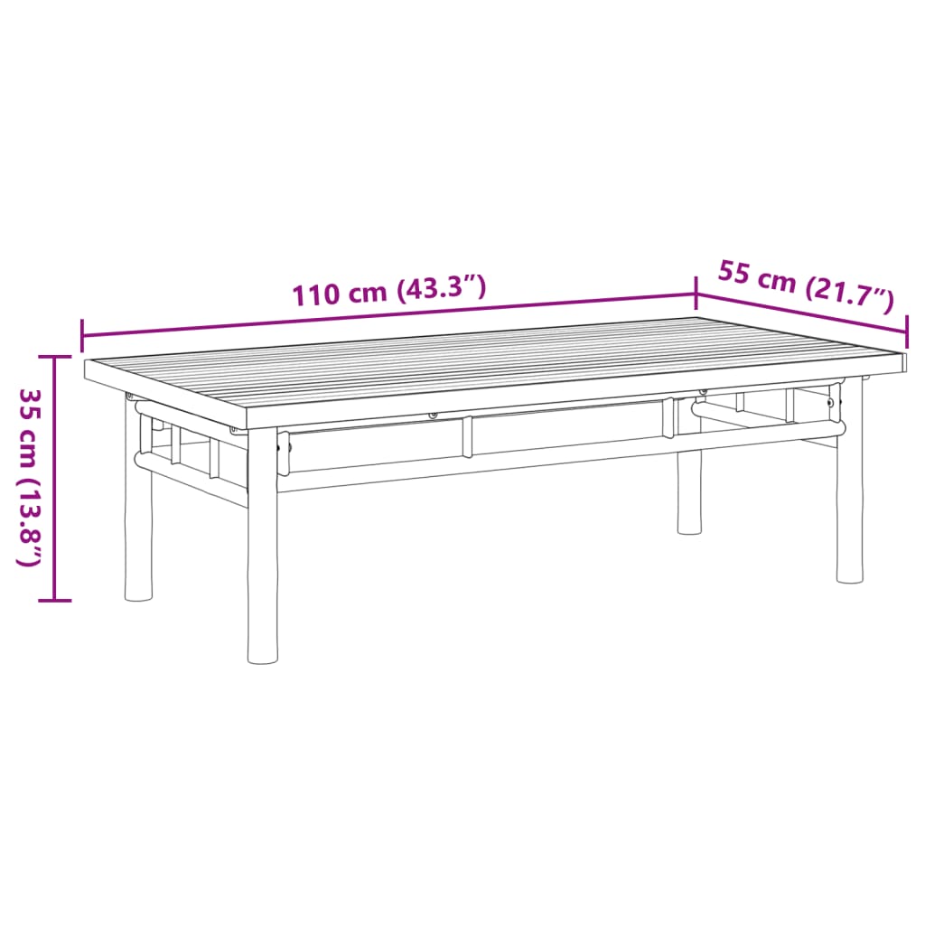 Tavolino da Salotto 110x55x35 cm in Bambù | homemem39