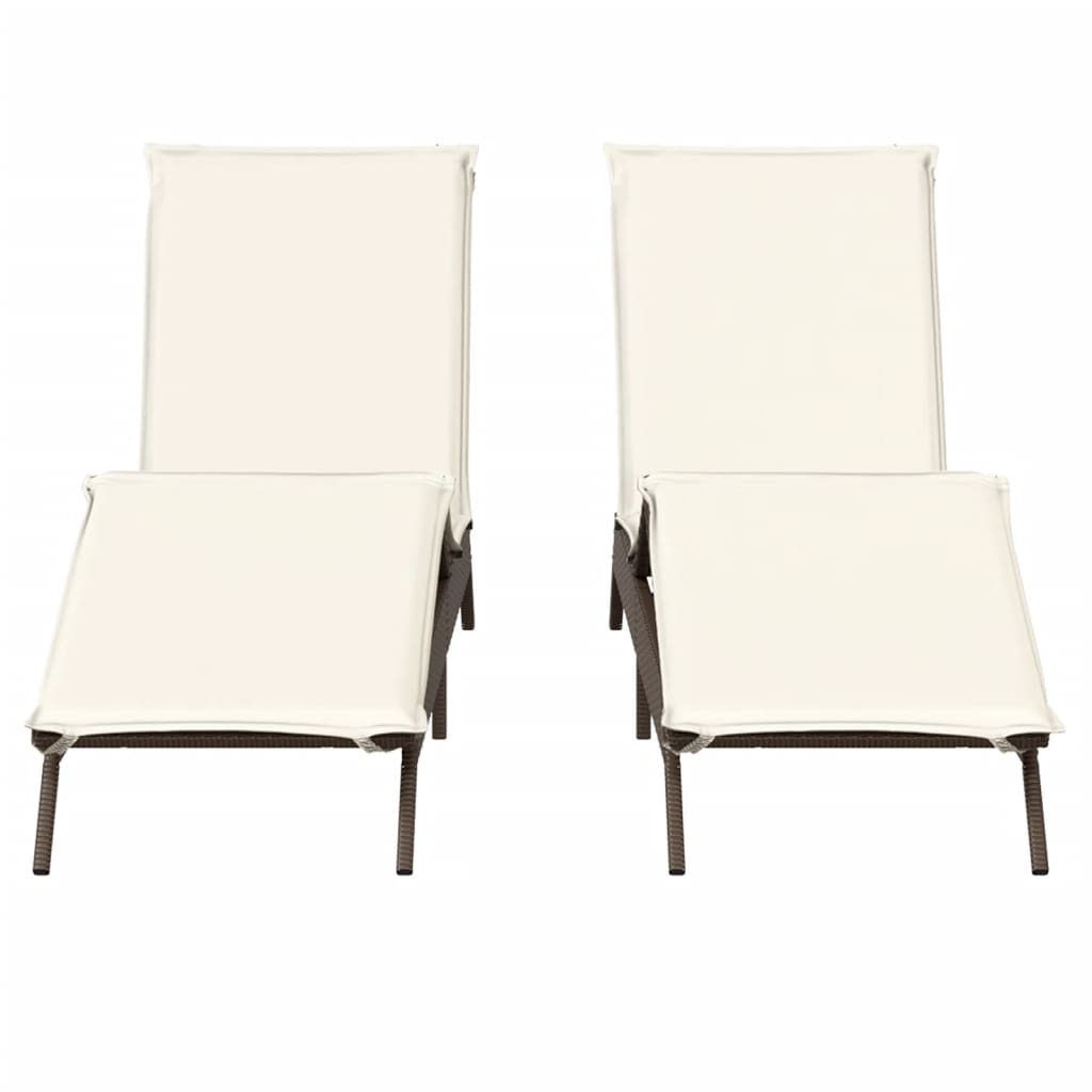 Lettini Prendisole 2 pz con Cuscini Marrone in Polyrattan - homemem39