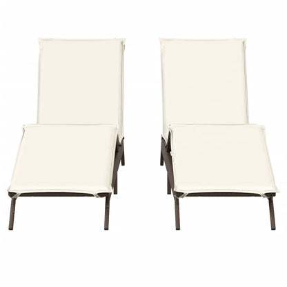 Lettini Prendisole 2 pz con Cuscini Marrone in Polyrattan - homemem39