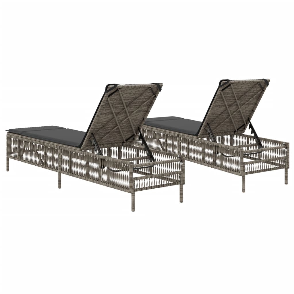 Lettini Prendisole 2 pz con Cuscini Grigio in Polyrattan - homemem39