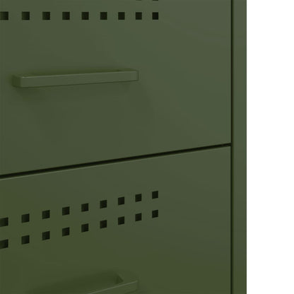 Comodino Verde Oliva 36x39x50,5 cm in Acciaio - homemem39