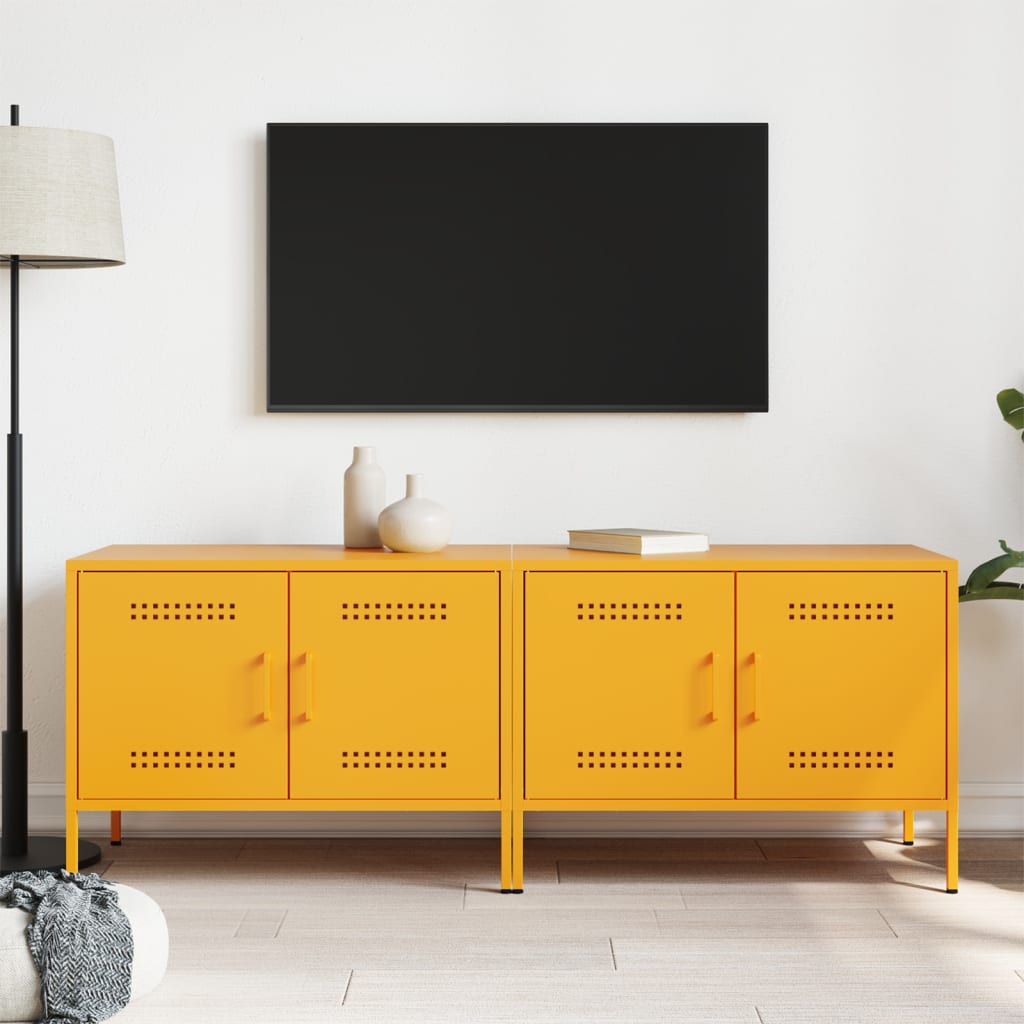 Mobili TV 2 pz Giallo Senape 68x39x50,5 cm in Acciaio - homemem39