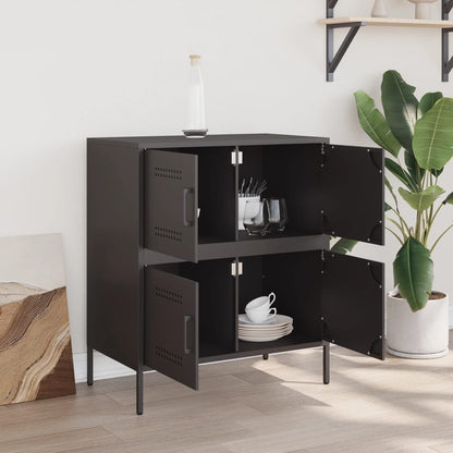 Credenza Nera 68x39x79 cm in Acciaio - homemem39