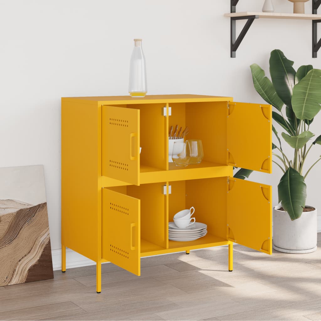 Credenza Giallo Senape 68x39x79 cm in Acciaio - homemem39