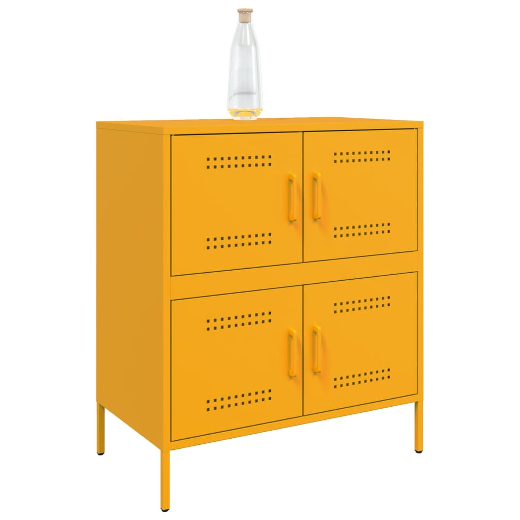 Credenza Giallo Senape 68x39x79 cm in Acciaio