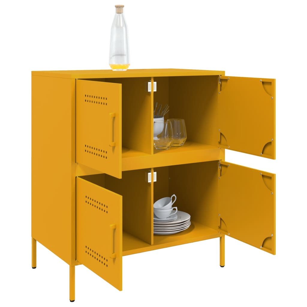 Credenza Giallo Senape 68x39x79 cm in Acciaio