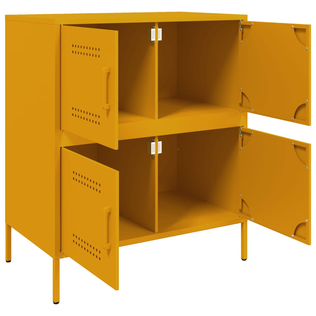 Credenza Giallo Senape 68x39x79 cm in Acciaio