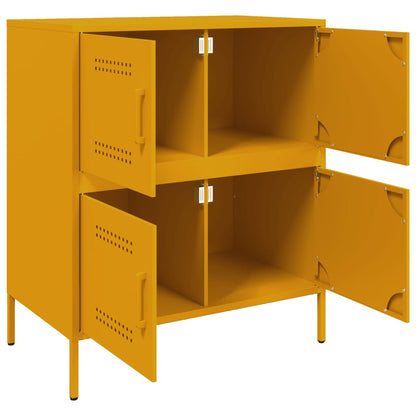 Credenza Giallo Senape 68x39x79 cm in Acciaio