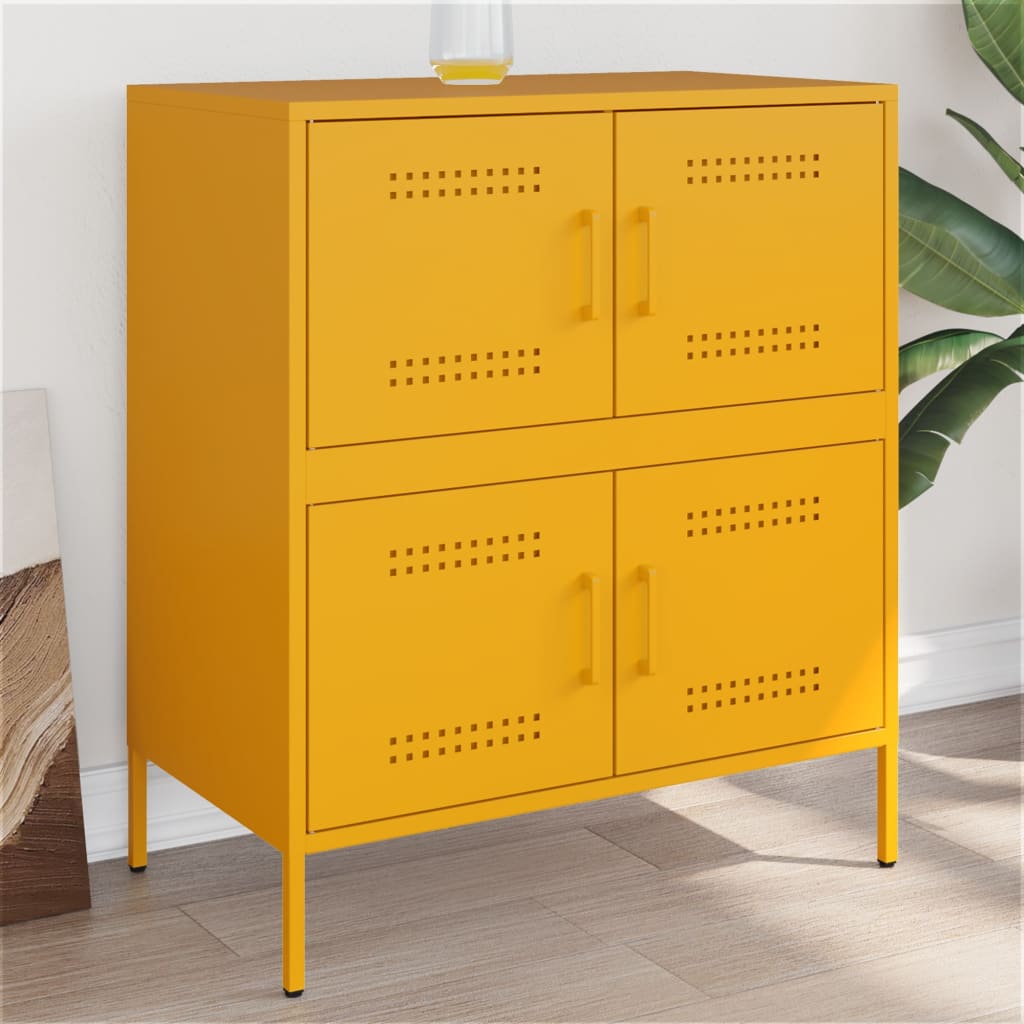 Credenza Giallo Senape 68x39x79 cm in Acciaio