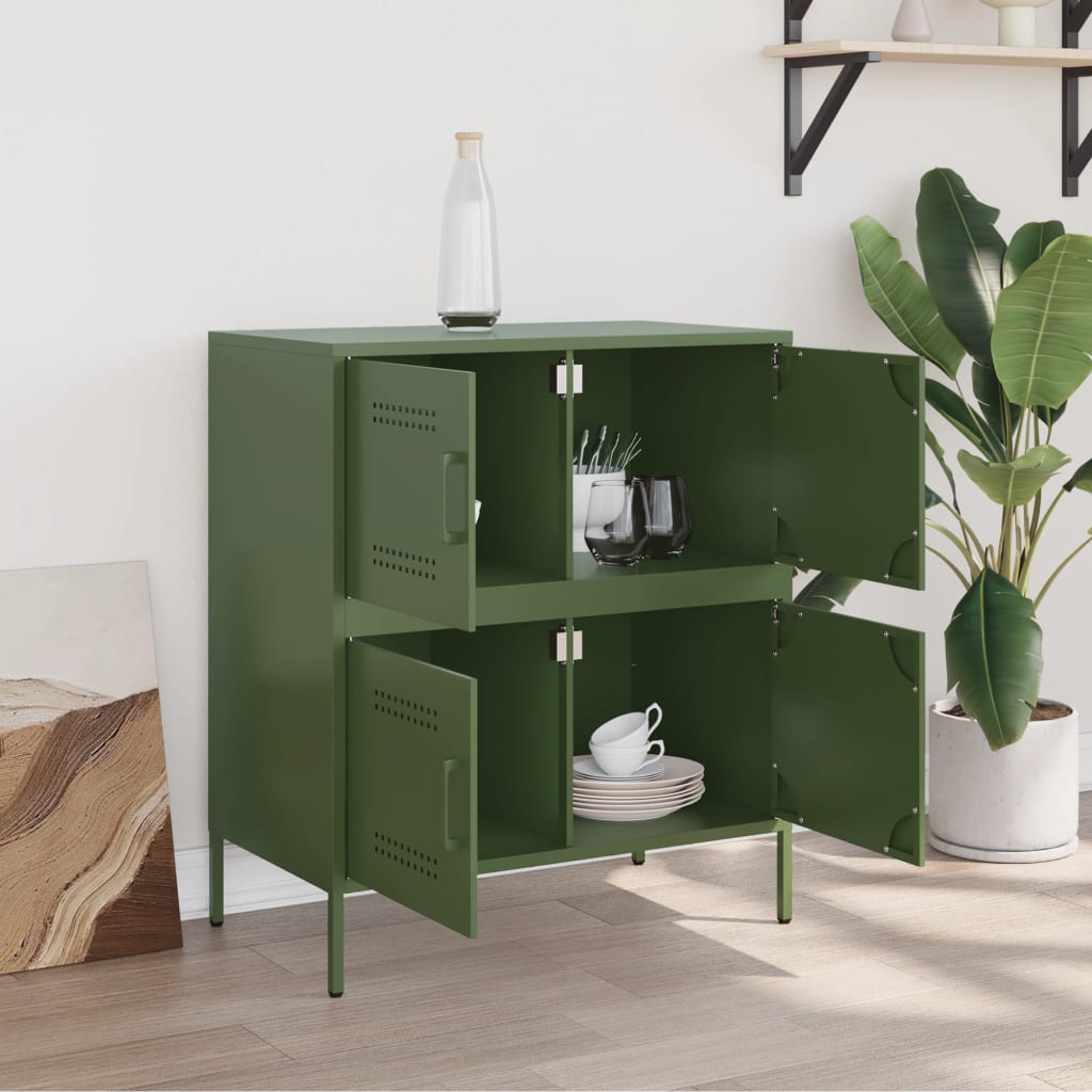 Credenza Verde Oliva 68x39x79 cm in Acciaio