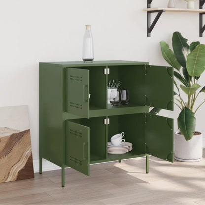 Credenza Verde Oliva 68x39x79 cm in Acciaio - homemem39
