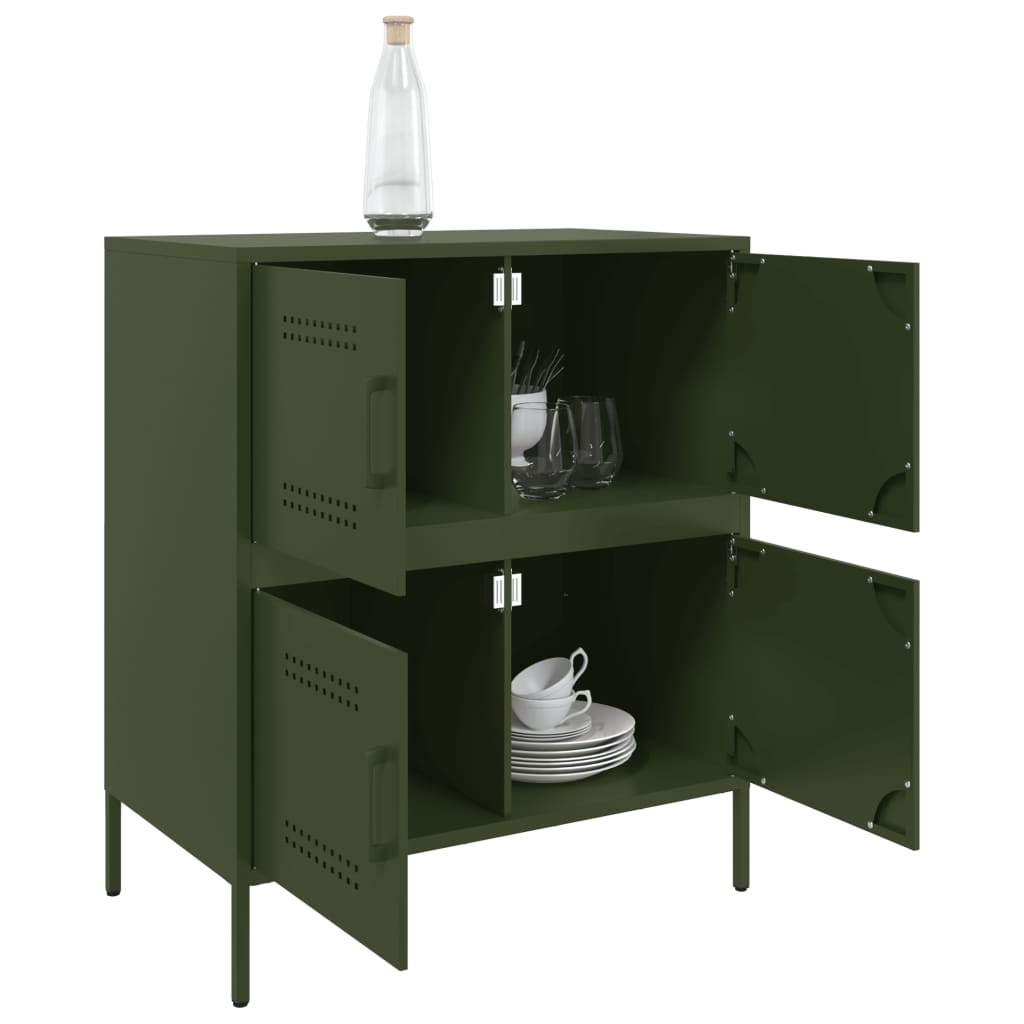Credenza Verde Oliva 68x39x79 cm in Acciaio - homemem39