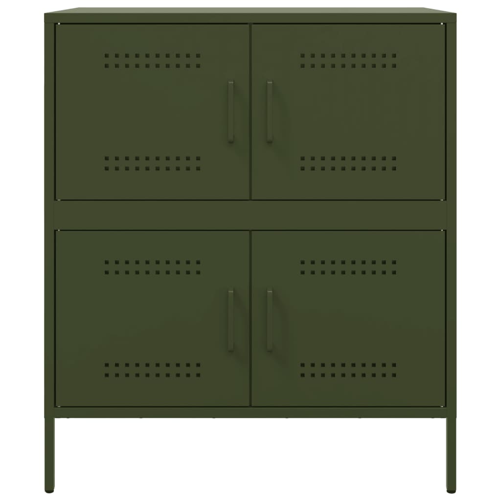 Credenza Verde Oliva 68x39x79 cm in Acciaio - homemem39
