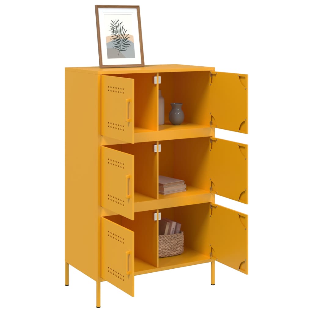 Credenza Giallo Senape 68x39x113 cm in Acciaio