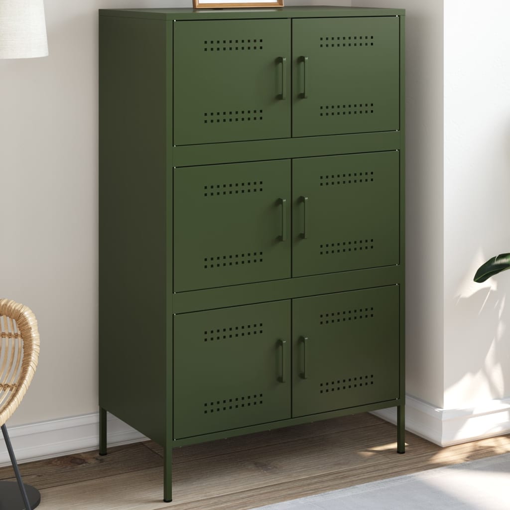 Credenza Verde Oliva 68x39x113 cm in Acciaio