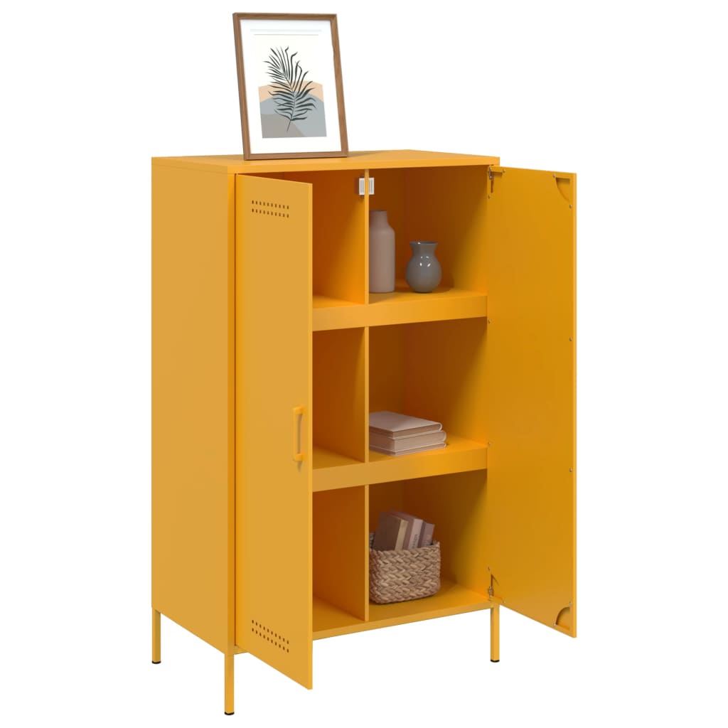 Credenza Giallo Senape 68x39x113 cm in Acciaio