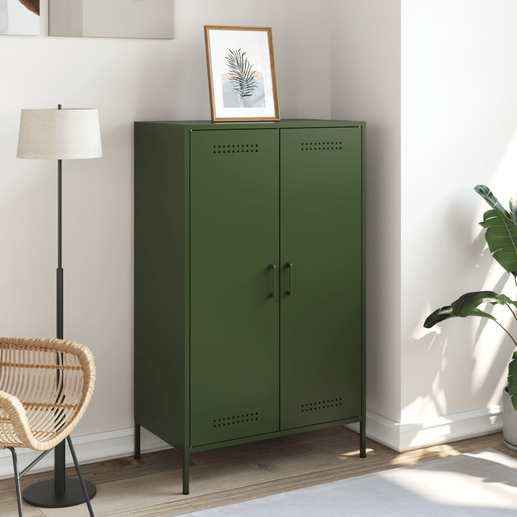 Credenza Verde Oliva 68x39x113 cm in Acciaio