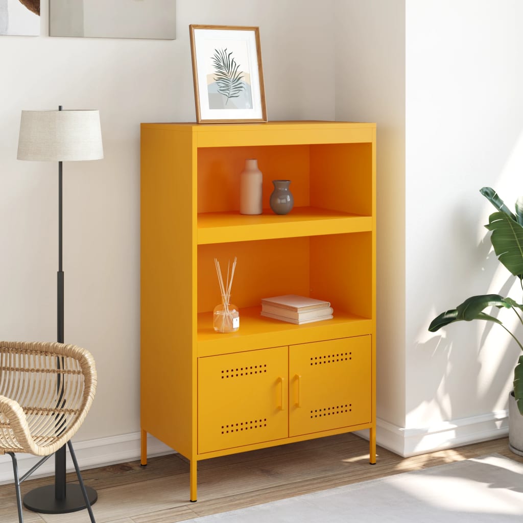 Credenza Giallo Senape 68x39x113 cm in Acciaio