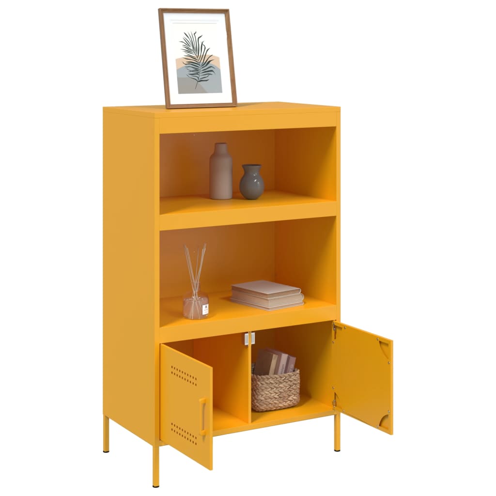 Credenza Giallo Senape 68x39x113 cm in Acciaio