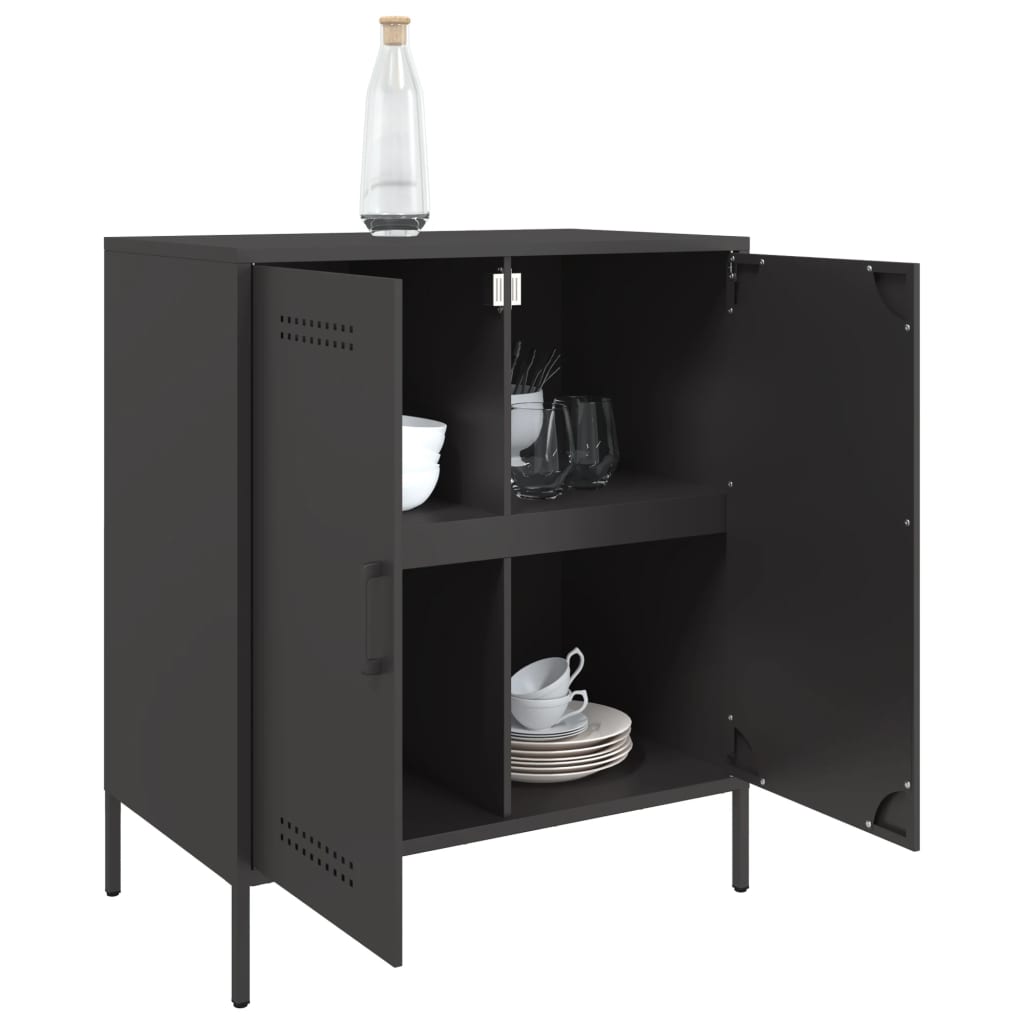 Credenza Nera 68x39x79 cm in Acciaio - homemem39