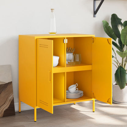 Credenza Giallo Senape 68x39x79 cm in Acciaio