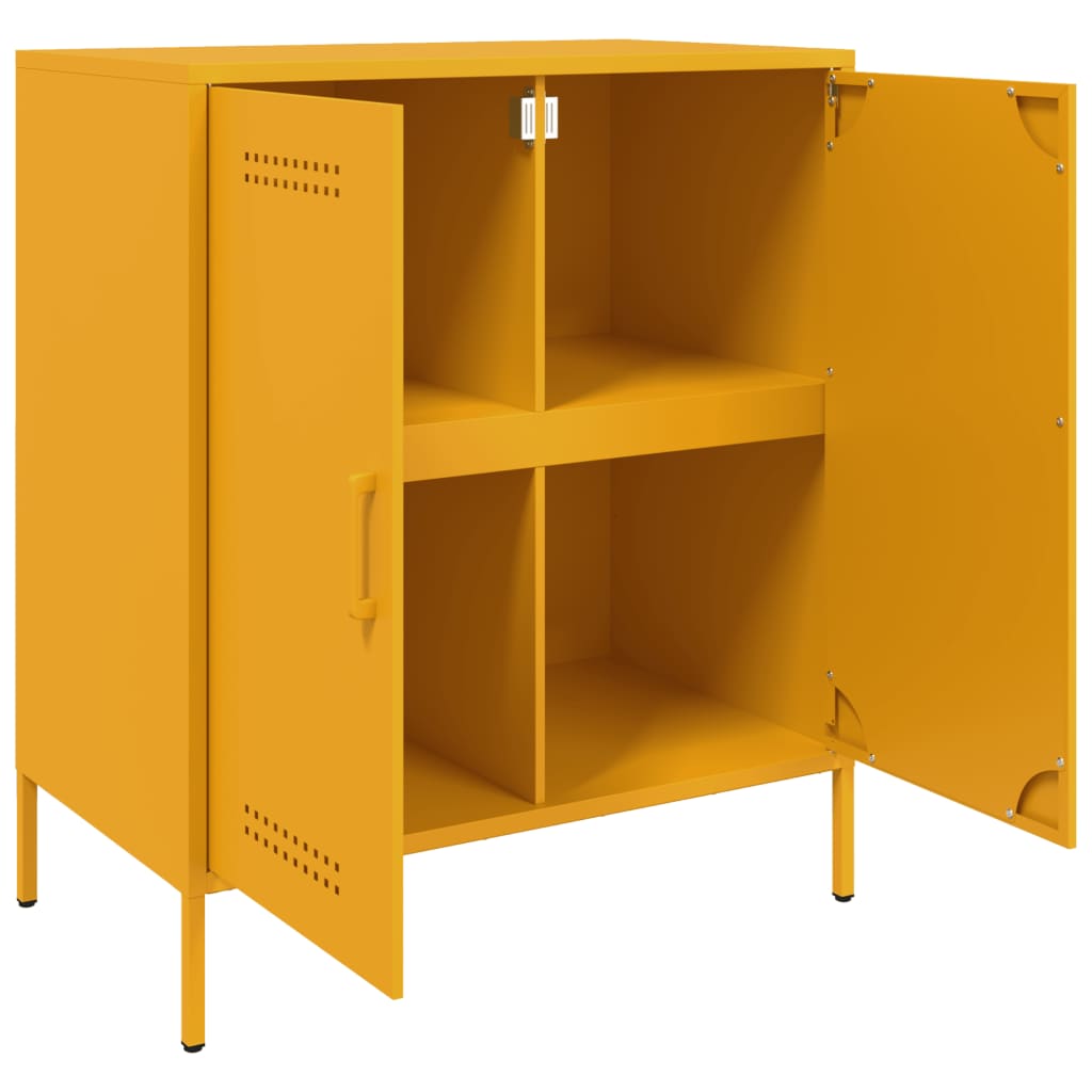 Credenza Giallo Senape 68x39x79 cm in Acciaio