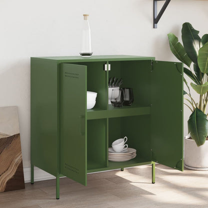 Credenza Verde Oliva 68x39x79 cm in Acciaio