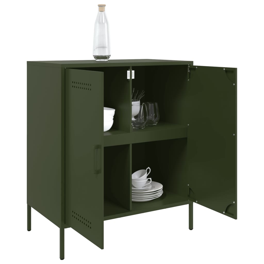 Credenza Verde Oliva 68x39x79 cm in Acciaio