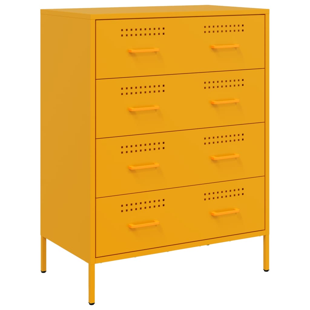 Credenza Giallo Senape 68x39x89 cm in Acciaio