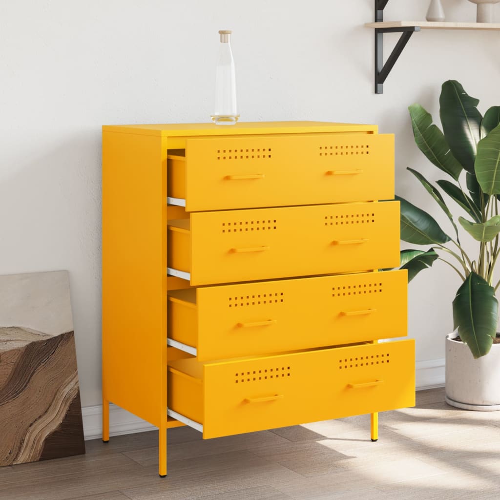 Credenza Giallo Senape 68x39x89 cm in Acciaio - homemem39