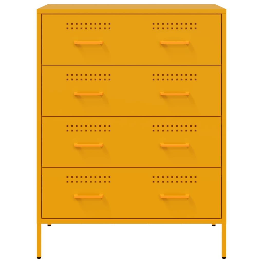 Credenza Giallo Senape 68x39x89 cm in Acciaio