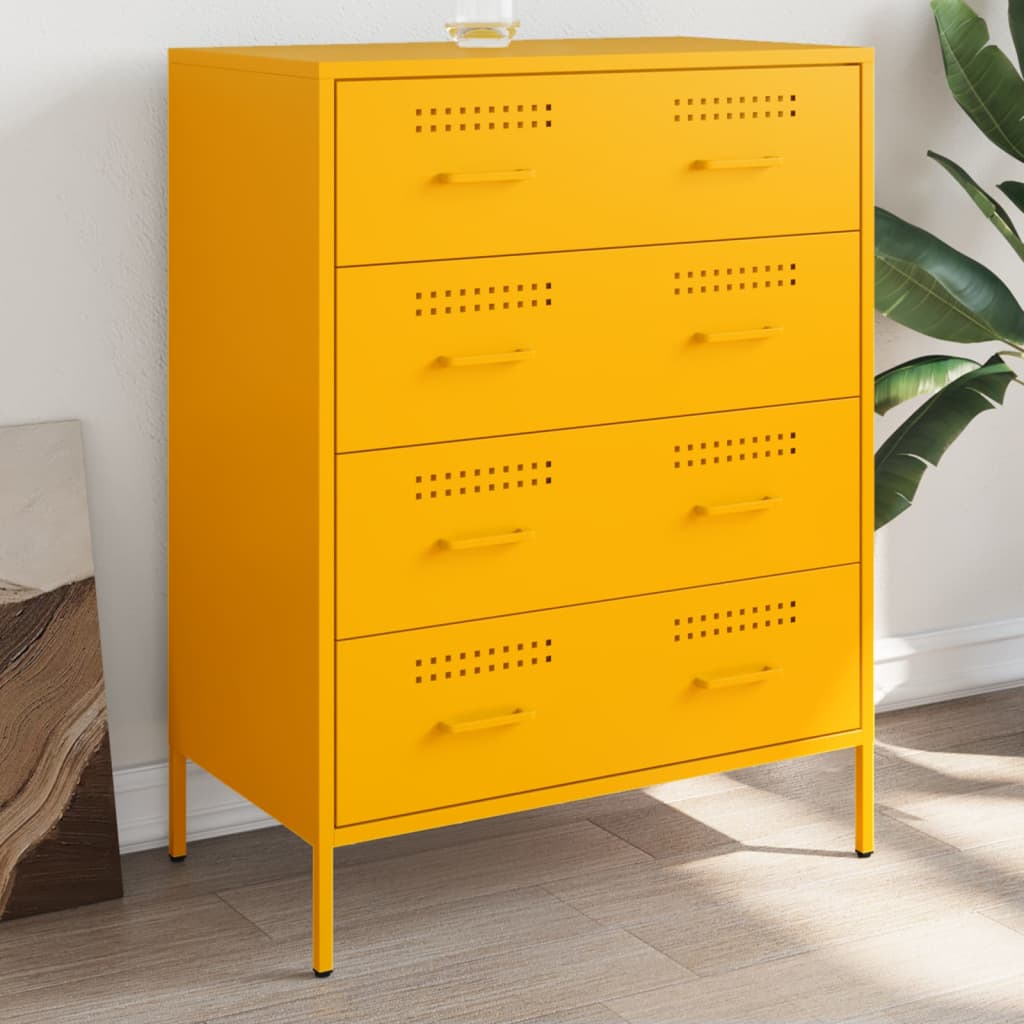 Credenza Giallo Senape 68x39x89 cm in Acciaio - homemem39