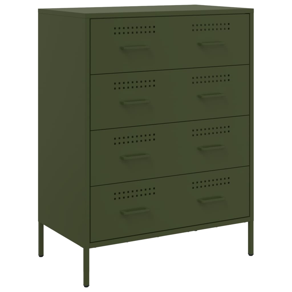 Credenza Verde Oliva 68x39x89 cm in Acciaio - homemem39