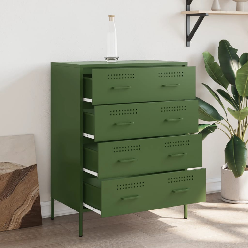 Credenza Verde Oliva 68x39x89 cm in Acciaio - homemem39