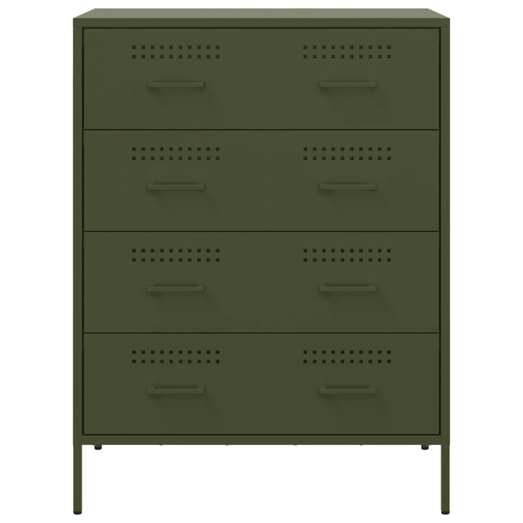 Credenza Verde Oliva 68x39x89 cm in Acciaio - homemem39