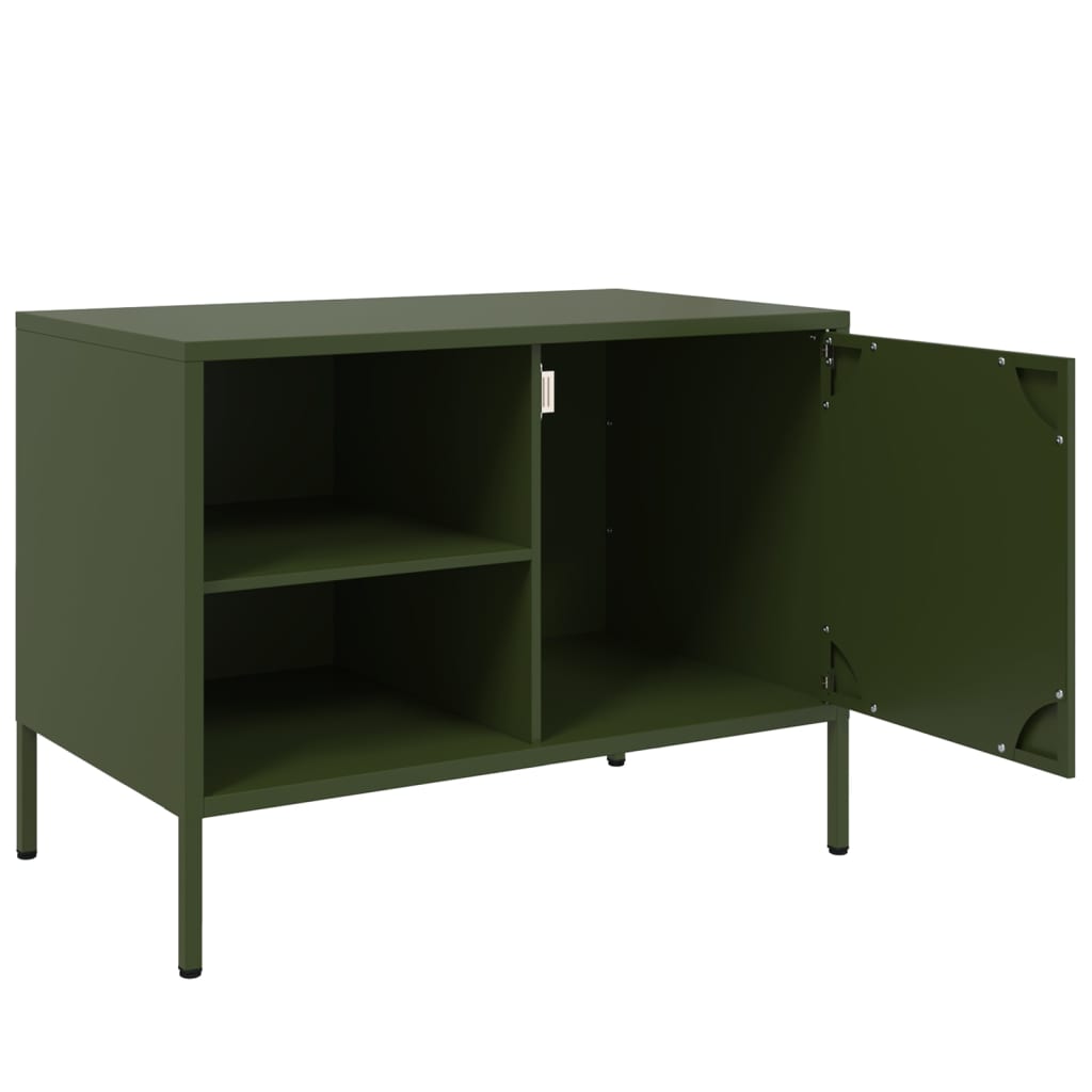 Mobile TV Verde Oliva 68x39x50,5 cm in Acciaio - homemem39