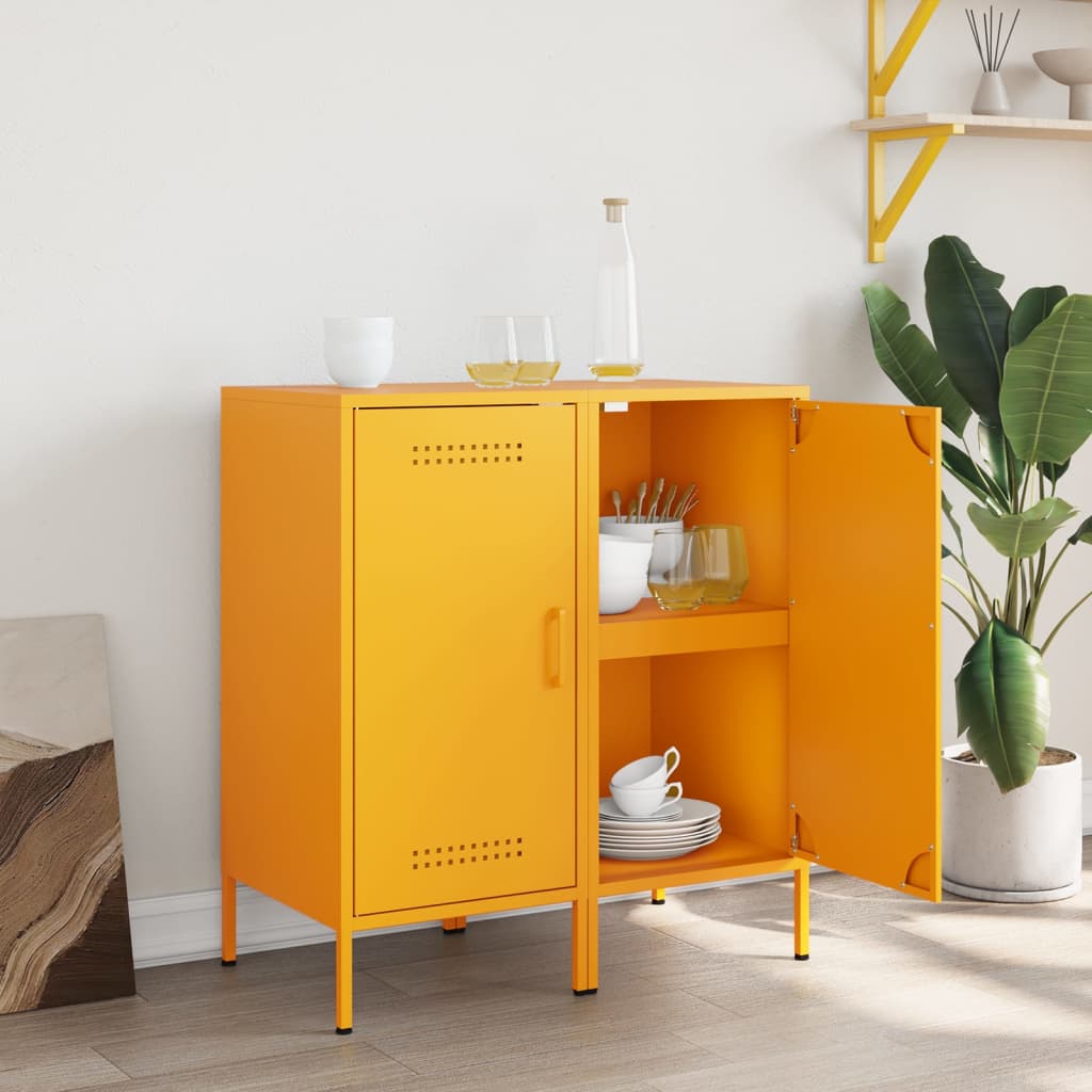 Credenze 2 pz Giallo Senape 36x39x79 cm in Acciaio