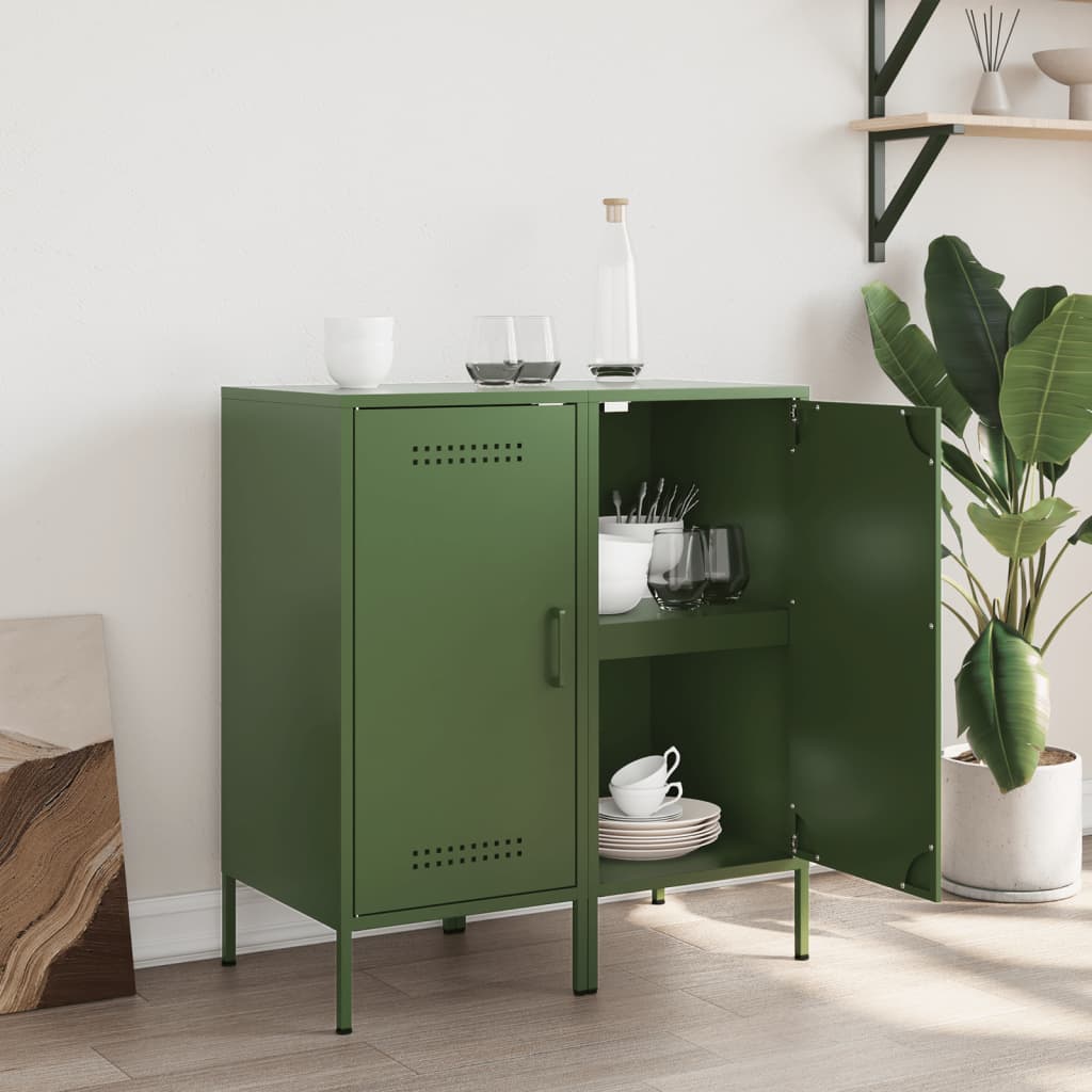 Credenze 2 pz Verde Oliva 36x39x79 cm Acciaio