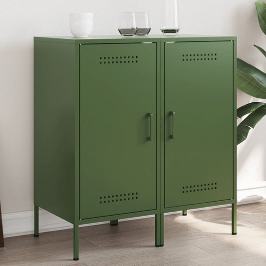 Credenze 2 pz Verde Oliva 36x39x79 cm Acciaio