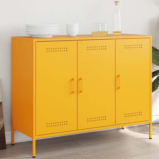 Credenza Giallo Senape 100,5x39x79 cm in Acciaio