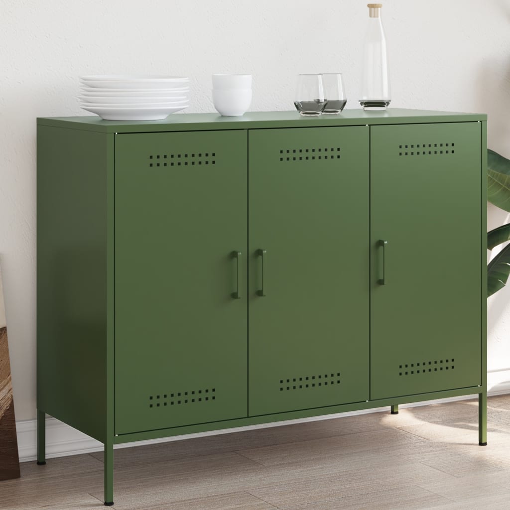 Credenza Verde Oliva 100,5x39x79 cm in Acciaio