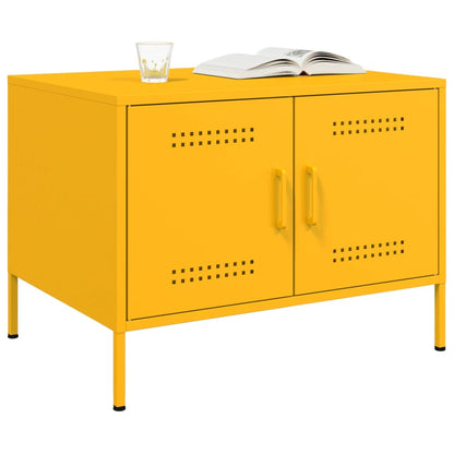 Tavolino da Salotto Giallo Senape 68x50x50,5 cm in Acciaio | homemem39